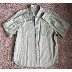 Tommy Bahama Men's Large Green Cotton Long Sleeve Button-Up Shirt